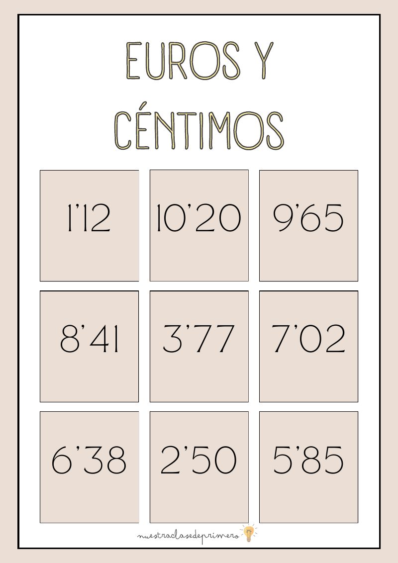 Vista previa de Bingo Euros y Céntimos