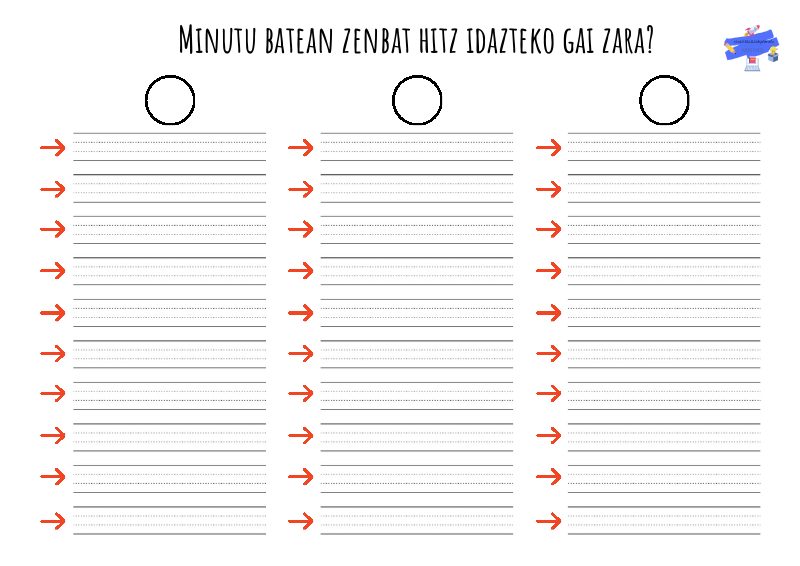 Vista previa de Minutu Batean Zenbat Hitz Idazteko Gai Zara Traducido