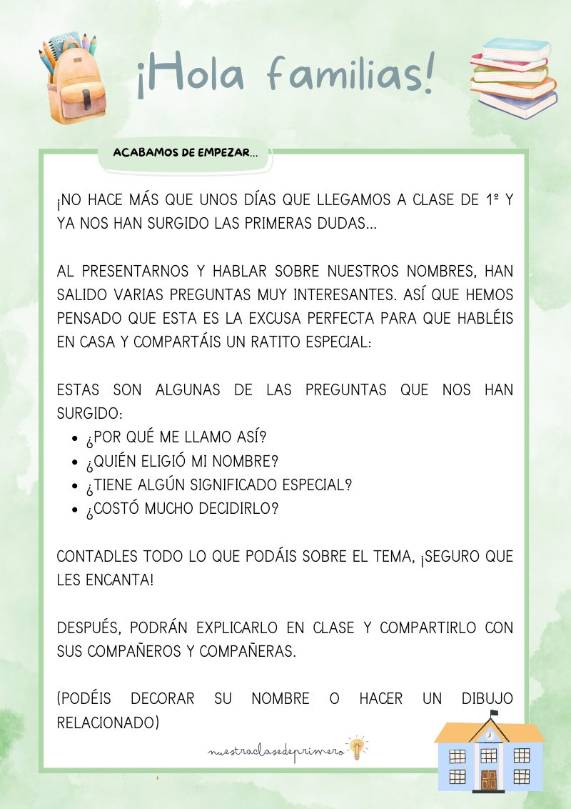 Vista previa de Mi Nombre- Carta a Familias